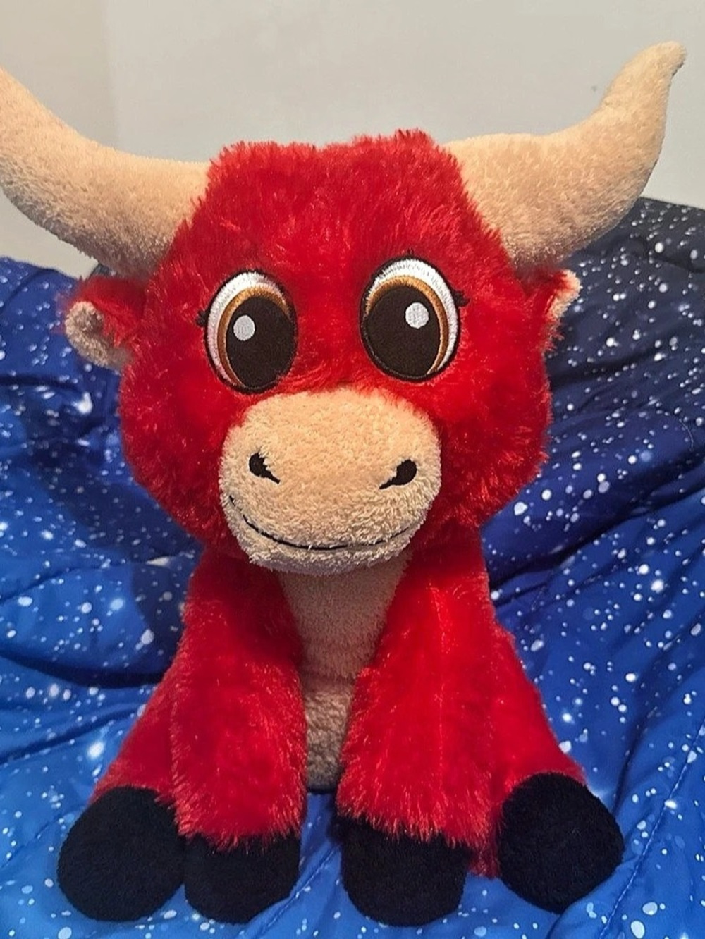 Goffa Red Bull Ferdinand Plush Stuffed Animal Red & Blue